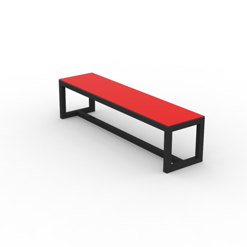 Seat Set: Robuste Sitzgarnitur mit Tisch und Outdoorbänke, Bänke für draußen aus Metall, moderne Sitzbank für den öffentlichen Raum.